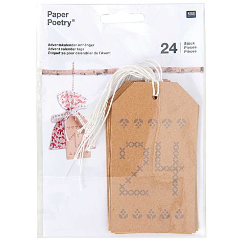 Paper Poetry Adventskalender Anh Nger St Ck Kraftpapier