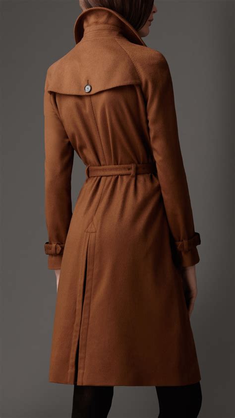 Burberry Long Cashmere Trench Coat In Brown Lyst