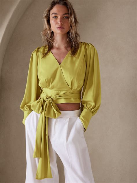 Cropped Wrap Blouse Banana Republic Factory