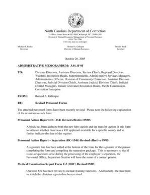 Fillable Online Doc State Nc Revised Personnel Forms North