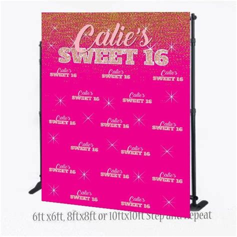 Hot Pink Backdrop Sweet 16 Backdrop 8x8 Photo Booth Backdrop Sweet