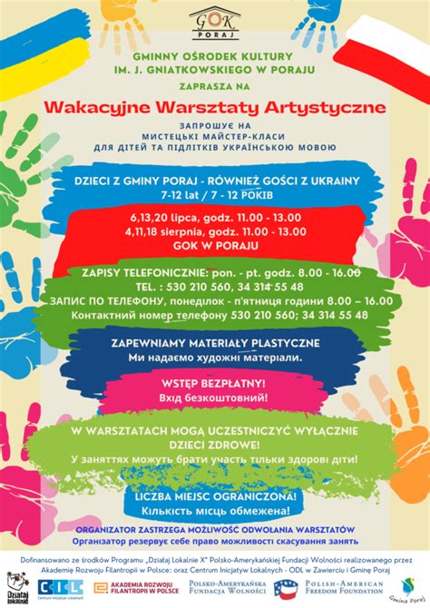 Wakacyjne Warsztaty Artystyczne Dla Dzieci Organizowane Przez GOK W