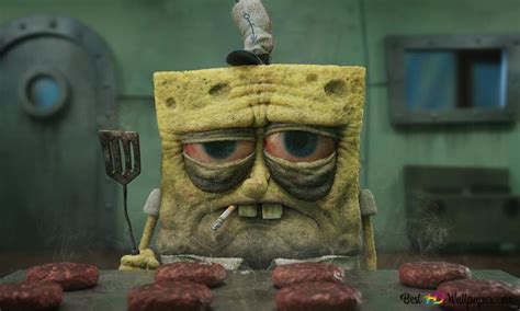 Spongebob Square Pants Getting Older While Making His Krusty Krab 4k Wallpaper Download