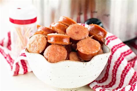 Crock Pot Glazed Kielbasa Bites Julies Eats And Treats