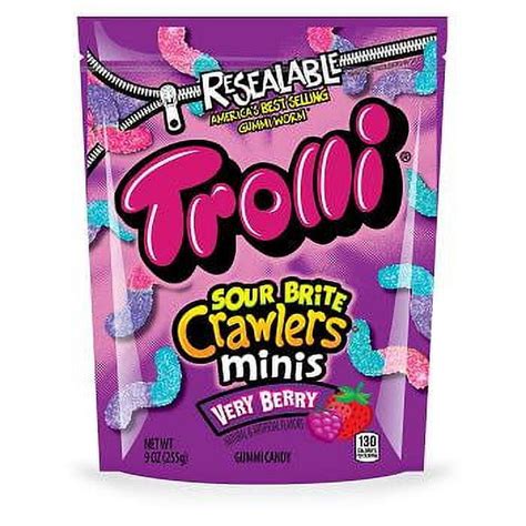 Trolli Mini Sour Brite Crawler Very Berry Pouch 9 Oz Walmart