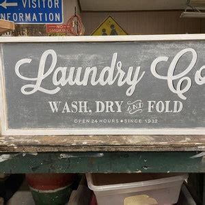 Laundry Co Wash Dry Fold Sign Rustic Laundry Room Wall Decor Large