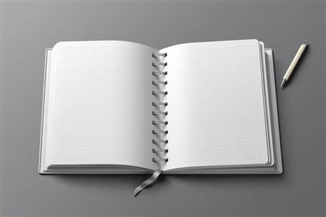 Cuaderno Abierto En Blanco Aislado Sobre Fondo Gris Blanco Foto Premium