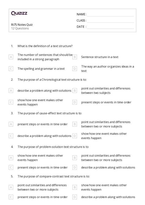 50 Analyzing Text Structure Worksheets For 7th Grade On Quizizz Free