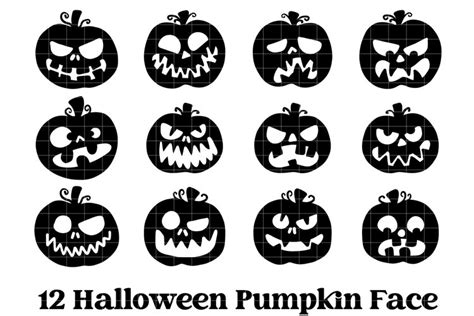 12 Halloween Pumpkin Face SVG Bundle