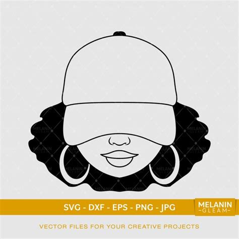 Afro Woman Cap Low Silhouette Melanin Black Woman Svg Afro Etsy