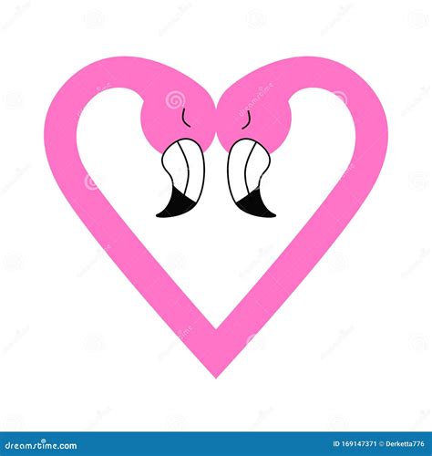 Two Pink Flamingos Form A Love Heart Symbol Stock Illustration