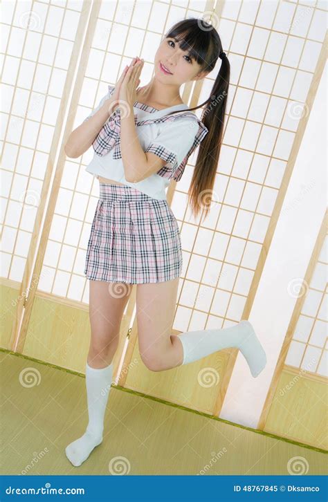 Japanese Student Girl In Tatami Room Stock Photo Image 48767845