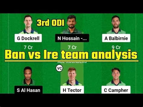 Ban Vs Ire Rd Odi Dream Team Prediction Ire Vs Ban Dream Team