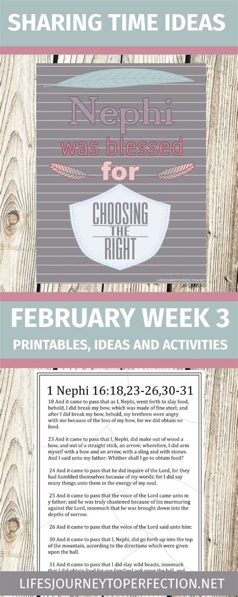 Lds Sharing Time Ideas For February Week Nephi Was Blessed For