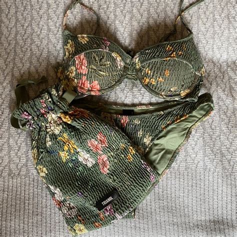 Triangl Bikini Saria Wild Pansy Vinca Green Floral Depop