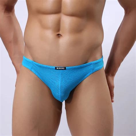 2014 New Fashion Men Bikini Briefs Ice Silk Lace Sexy Men S Underwear Sexy Men Panties