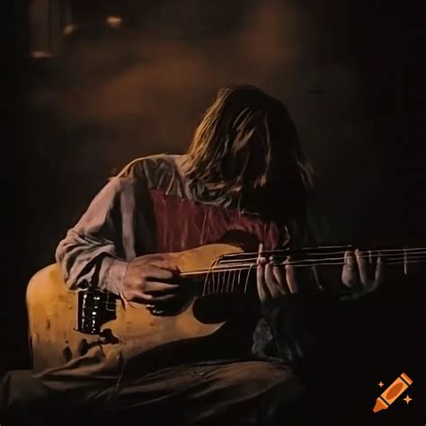 Artistic Portrayal Of Kurt Cobain Playing Guitar Under A Bridge On Craiyon