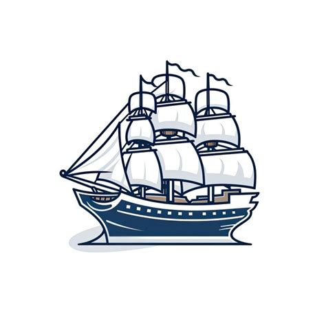 Premium Photo Sailing Ship With Sails Vector Illustration On A White