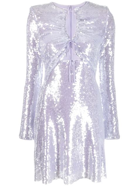 Self Portrait Lilac Sequin Mini Dress In Purple Modesens