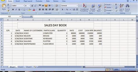 MICROSOFT EXCEL - SALES DAY BOOK ? | KOKOCOMPUTERS