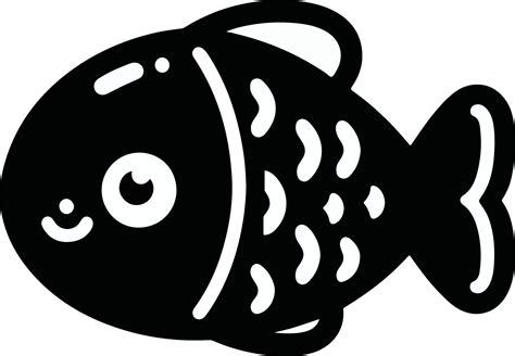 Cute kawaii fish vector illustration with black color white background ...