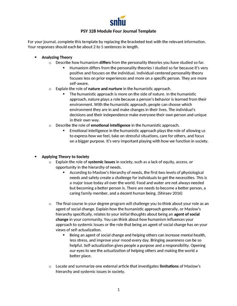 Psy Module Four Journal Template Psy Module Four Journal