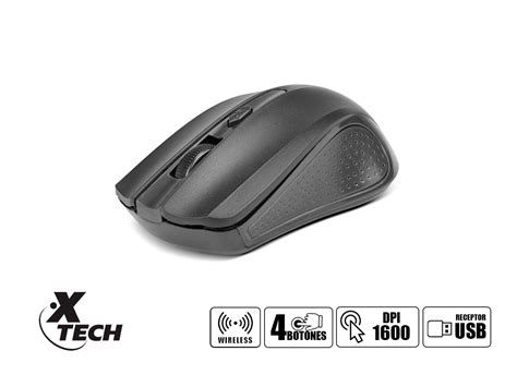 MOUSE INALAMBRICO XTECH XTM310 GALOS HASTA 1600 DPI CON RECEPTOR USB