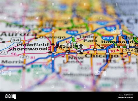 Joliet Illinois Shown On A Geography Map Or Road Map Stock Photo Alamy