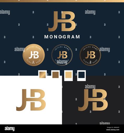 Luxury Jb Or Bj Initial Monogram Text Letter Logo Design Stock Vector