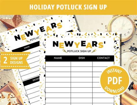 Sign up Sheet, Potluck Sign up Sheet, Holiday Potluck, Potluck Template ...