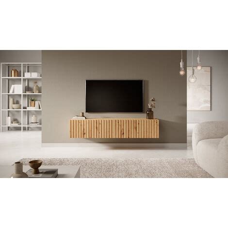 Selsey Telire Mueble De Tv Colgante Roble Artesano Con Frente De