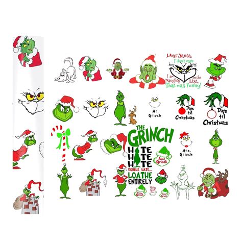 Cyinyin Grinch Christmas Decorations Christmas Iron On Transfer Heat