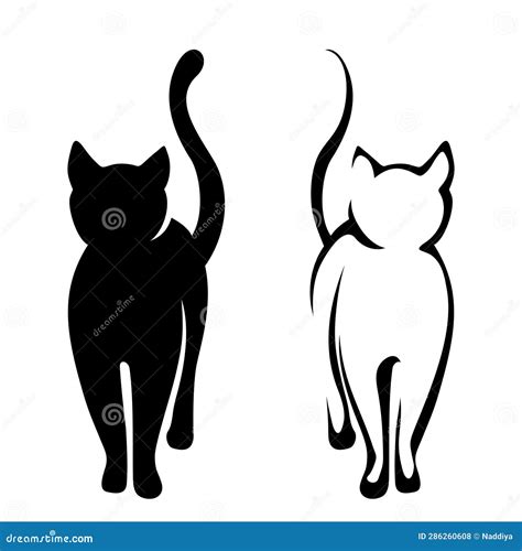 Zwarte Silhouetten Van Katten Vectorillustratie Vector Illustratie