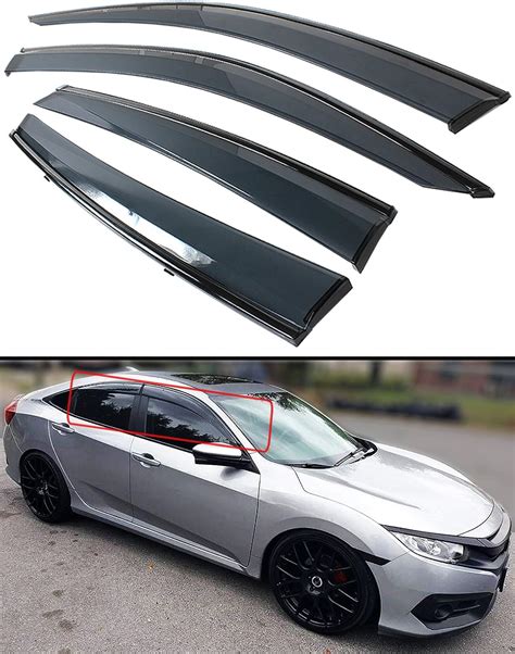 Amazon Cuztom Tuning Black Trim Clip On Smoke Tinted Window Visor