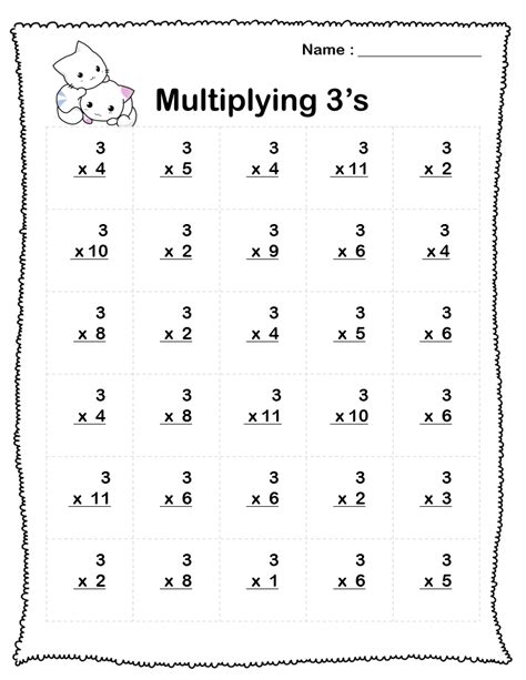 Multiplication By 3 Worksheets Free Printable Worksheet