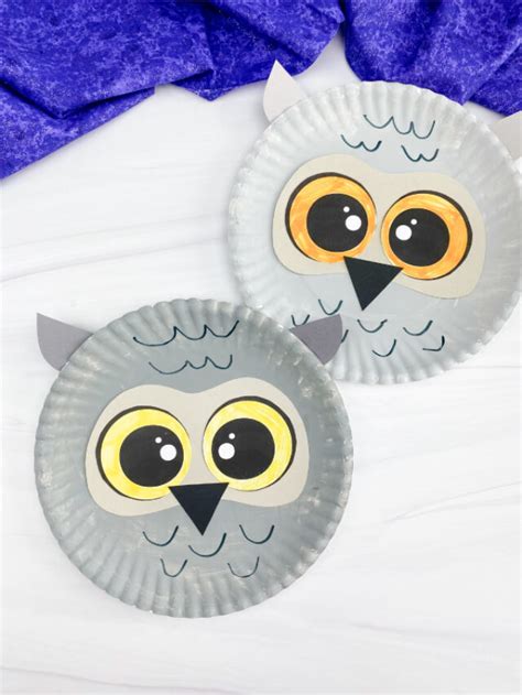 Snowy Owl Paper Plate Craft For Kids [Free Template] Story - Simple ...