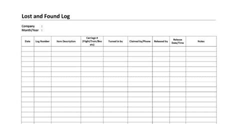 Lost and Found Log PDF Lost and Found Log Template Download Her… | Lost & found, Templates, Tag ...