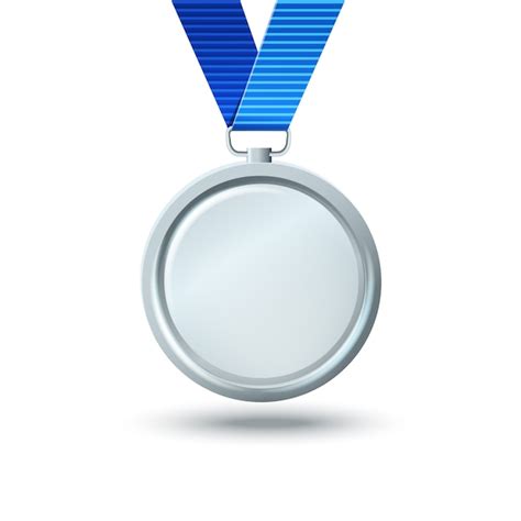 Blank Silver Medal On A Blue Ribbon Template For About The Award For