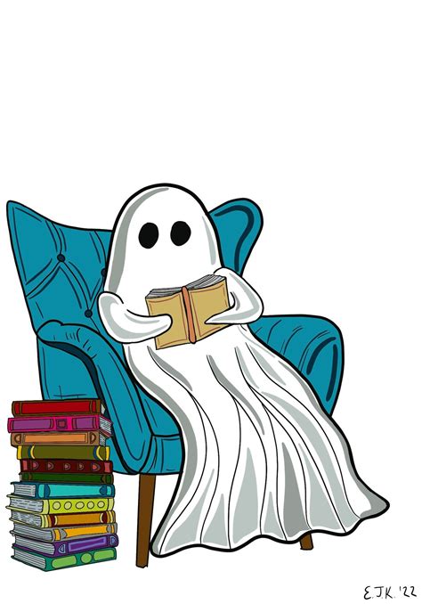 Ghost Reading Art Print Digital Download Etsy