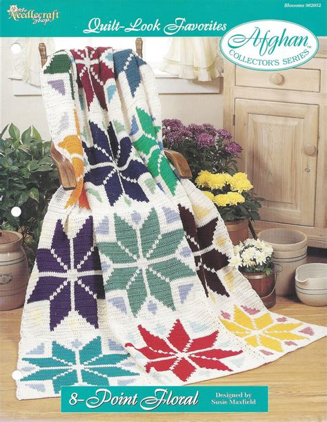 8 Point Floral Crochet Afghan Patternthe Needlecraft Shop Etsy