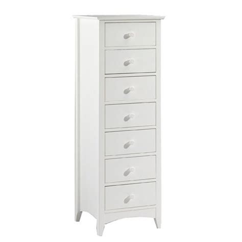 Cameo 7 Drawer Narrow Chest Stone White Finish