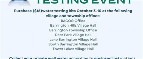 BACOG S Private Well Water Testing Village Of Barrington Hills