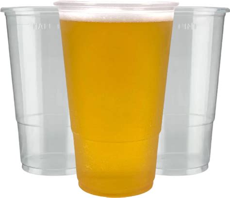 Pure Durability Plastic Half Pint Glasses 50 Pack Strong Disposable Beer Cups 284ml