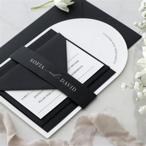 White Arch Shaped Wedding Cards