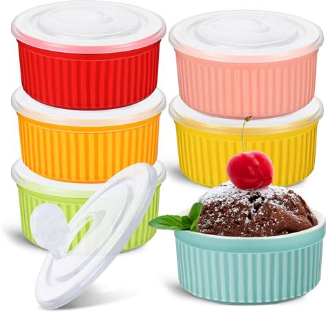 Amazon 6 Sets Porcelain Ramekins With Lids Ramekins 8 Oz Oven Safe