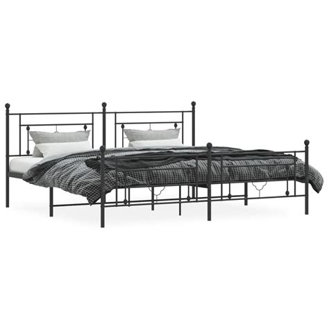 VidaXL Bedframe Met Hoofd En Voeteneinde Metaal Zwart 193x203 Cm