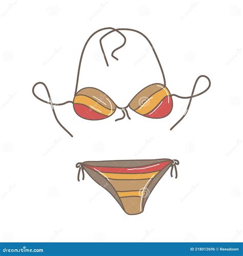 Vector Illustration In Doodle Style Women S Swimsuit Bikini Vacation