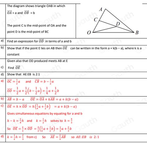 Solved The Diagram Shows Triangle Oab In Which Vector Oa A And Vector