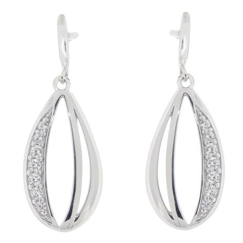 Boucles D Oreilles Pendantes En Argent Rhodi Et Oxyde De Zirconium