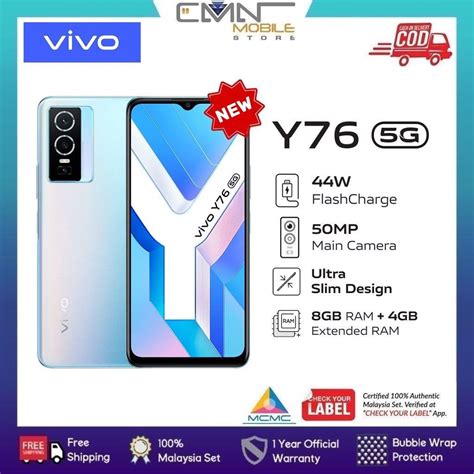 Vivo Y76 5G X Mobile Legends 8GB 4GB Extended RAM 44W FlashCharge